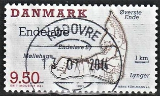 FRIMÆRKER DANMARK | 1995 - AFA 1089 - Danske småøer - 9,50 Kr. flerfarvet - Pragt Stemplet 